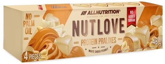 Proteīna baltās šokolādes konfektes NUT LOVE ALLNUTRITION ar riekstu pildījumu, 48g